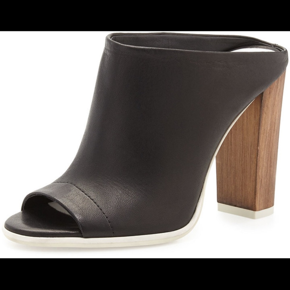 Vince Black Allison Wooden Block Heel Mules